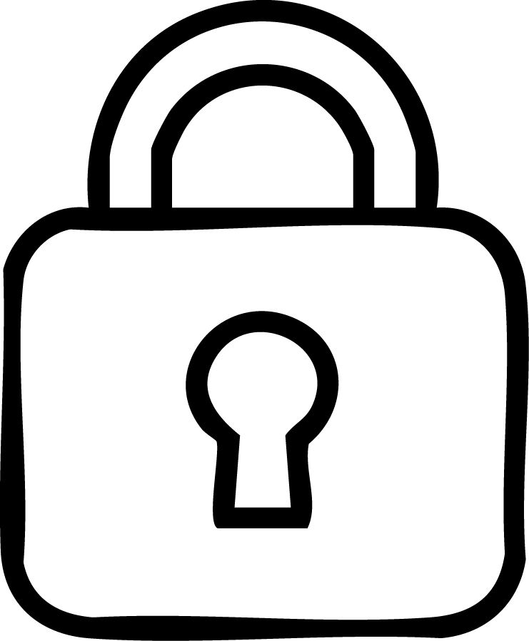 Black line icon of a padlock, representing the uncovering of emotional blocks and limiting beliefs in Dr. Ashley’s transformational coaching process.