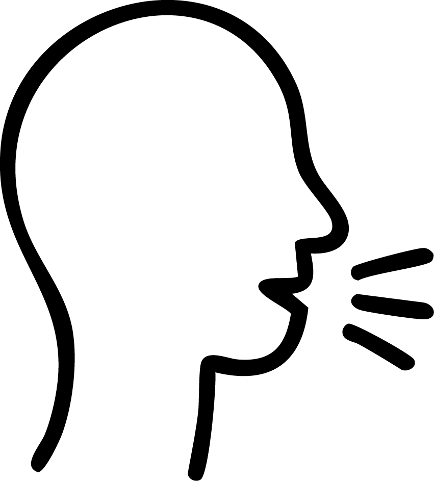 Black line icon of a speaking profile, symbolizing the voice of truth and the clarity that arises through compassionate reflection with Dr. Ashley.