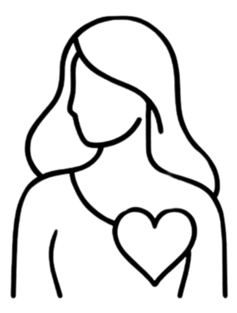 Black line icon representing Feminine Embodiment — one of Dr. Ashley’s three foundational coaching pillars rooted in presence, softness, and intuitive alignment.