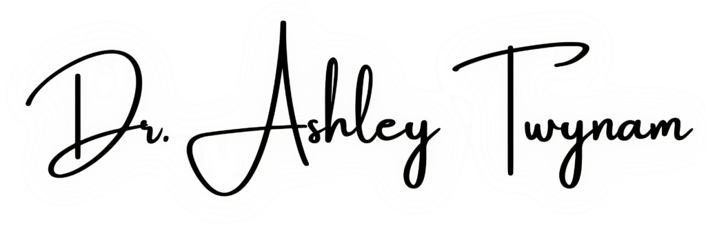 Dr. Ashley Twynam’s handwritten logo in black script, symbolizing grounded and intuitive coaching for women and couples.