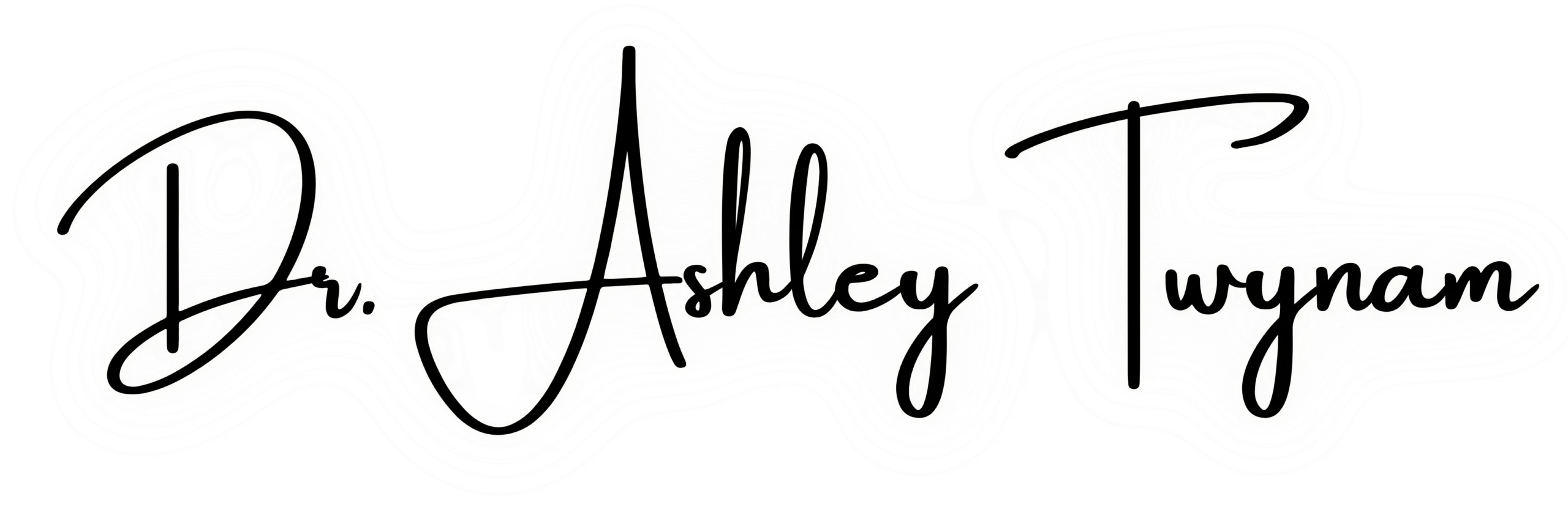 Dr. Ashley Twynam’s handwritten logo in black script, symbolizing grounded and intuitive coaching for women and couples.